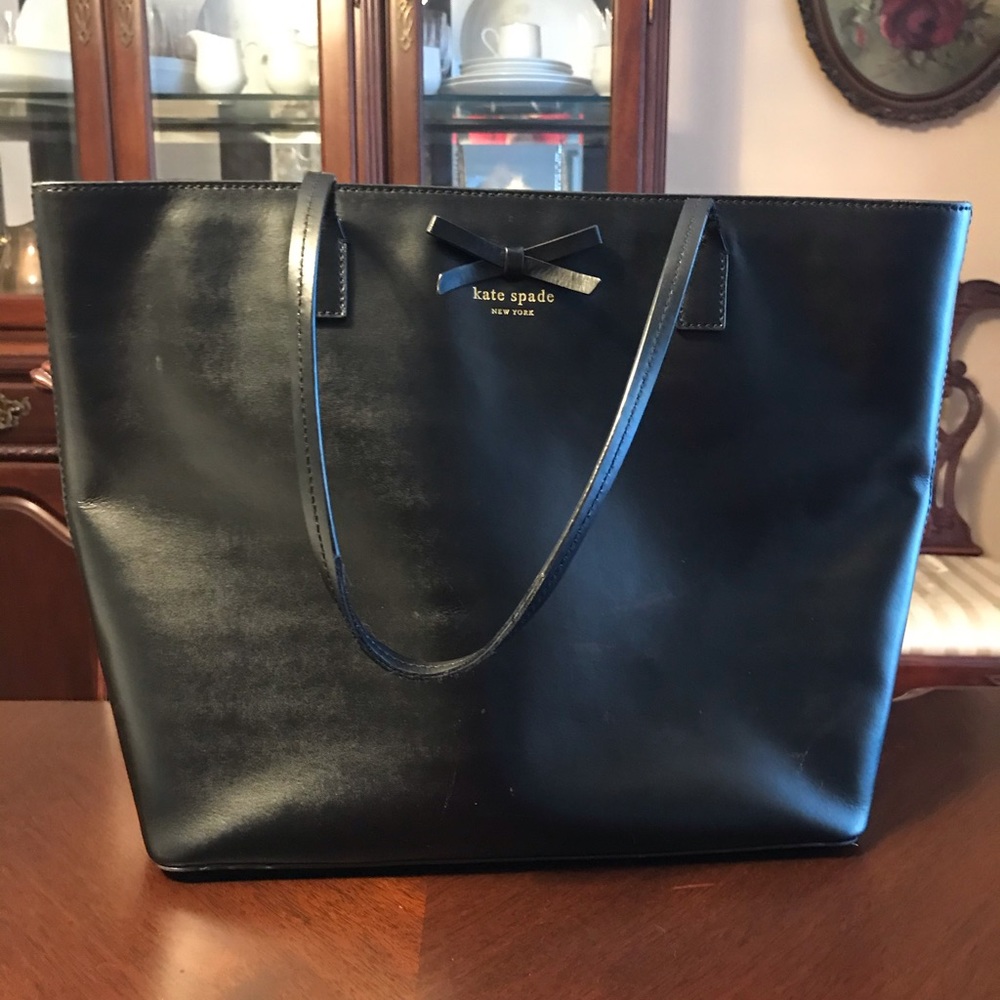 kate spade black leather tote